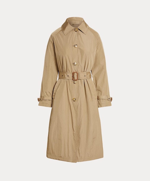ベルテッド タフタ トレンチ コート