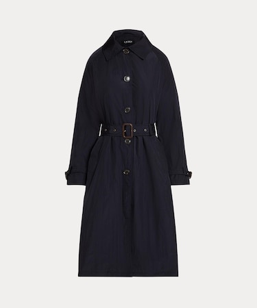 ベルテッド タフタ トレンチ コート