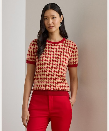 ハウンドトゥース ショートスリーブ セーター