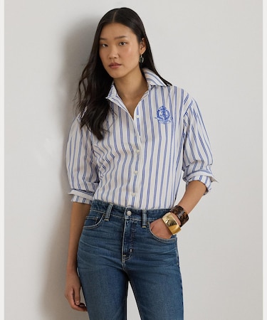 リラックス フィット ストライプド ブロードクロス シャツ