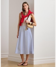 ストライプド パネルド コットン ブロードクロス スカート