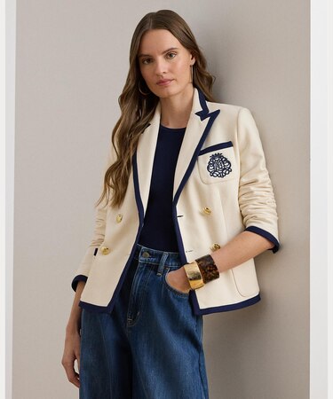 ツートーン ダブルブレステッド ピケ ブレザー