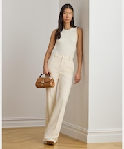 ストレッチ クレープ ストレート パンツ