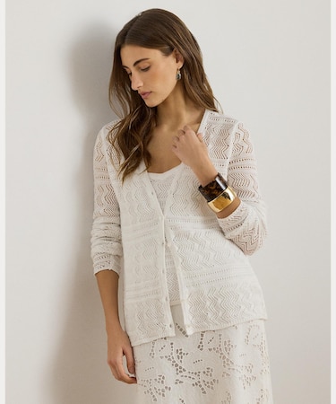 ポインテール リネンコットン Vネック カーディガン