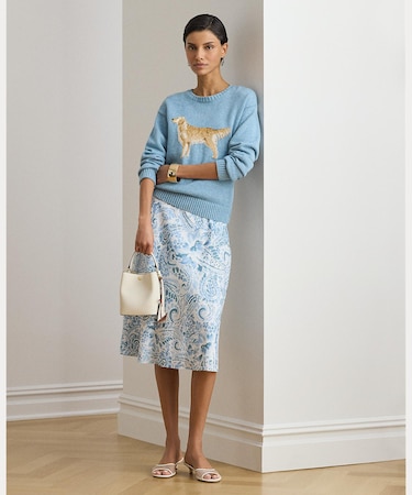 ペイズリー クレープ ミディ スカート