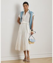 アイレット ブロードクロス ティアード シャツドレス