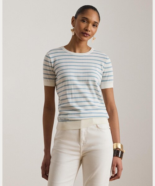 Polo Ralph Lauren ストライプド ショートスリーブ セーター POLO RALPH LAUREN（ポロ ラルフ ローレン）の「ストライプド ショート