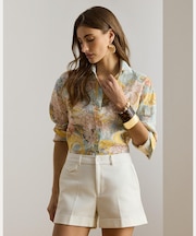 リラックス フィット フローラル リネン シャツ