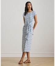 フローラル ジャージー タイフロント Tシャツ ドレス