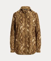 リラックス フィット パイソンプリント ジョーゼット シャツ