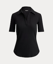 リブニット エルボースリーブ ポロ Tシャツ