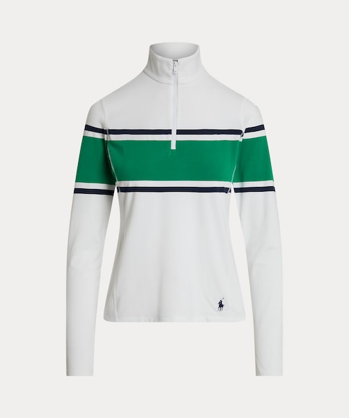 （RLX）ストライプド ストレッチジャージー クォータージップ