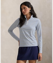 （RLX）ストライプド パフォーマンス クォータージップ