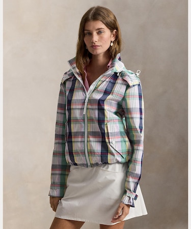 （RLX）チェック フーデッド レイン ジャケット