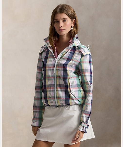 （RLX）チェック フーデッド レイン ジャケット