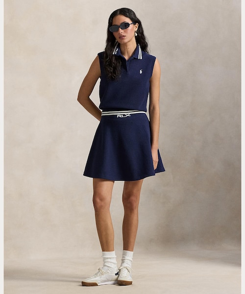 Polo Golf Ralph Lauren ネイビースカート RLX）Aライン メッシュ セーター スカート｜ポロ ゴルフ アールエル