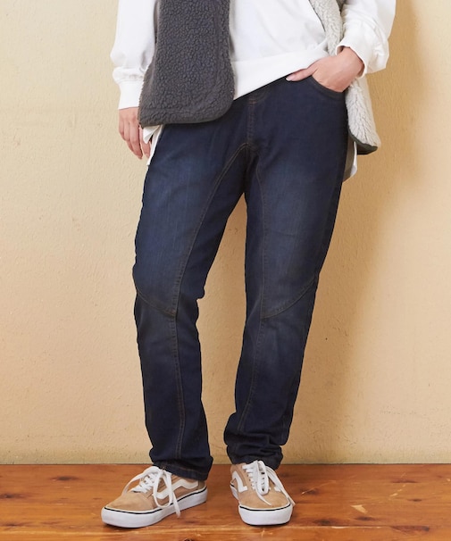 【再入荷】WEB限定 ウエストリブ デニム サルエルパンツ