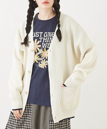 スポンディッシュ ニット Vネック カーディガン