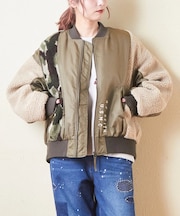 ナイロン × ボア リメイク風ビッグMA-1