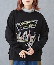 微起毛 スウェット ネオン プリント プルオーバー