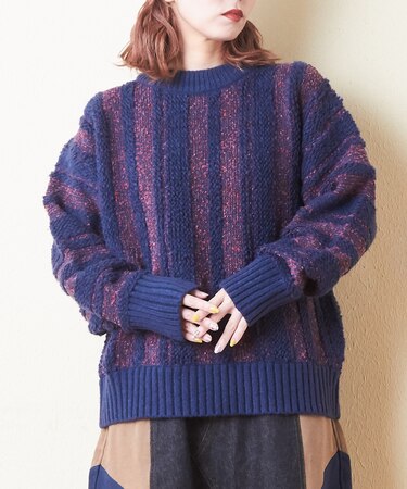 ループ ミックス ヤーン プルオーバー ニット