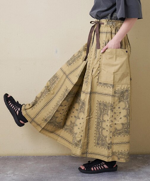 総柄 プリント フェイク 巻きスカート ( 4.5オンス デニム / ツイル )