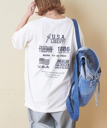 32/-天竺 オゾン加工 ロゴプリント ビッグ Tシャツ