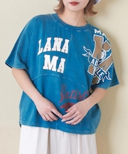 26/-天竺 パウダー加工 リメイク風 切替 ドルマンスリーブ Tシャツ