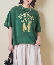 トンプキン天竺 ケミカル加工 ロゴ プリント Tシャツ
