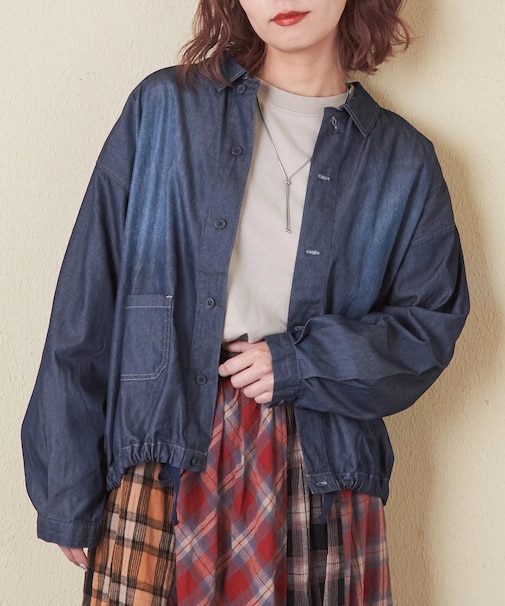 接触冷感 デニム ワーク シャツ