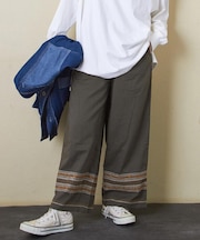 インド キャンブリック 裾刺繍 ギャザー パンツ