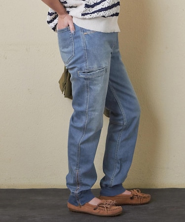 10オンス ストレッチ デニム 裾ジップ ジョガーパンツ
