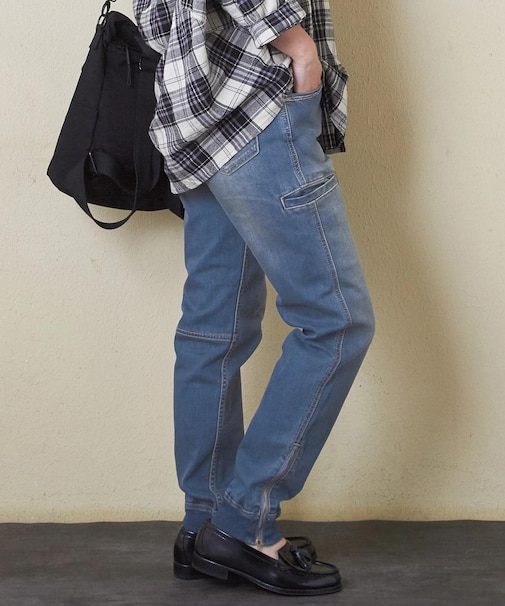10オンス ストレッチ デニム 裾ジップ ジョガーパンツ
