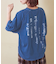 インディゴ 天竺 バックプリント ランタンスリーブ Tシャツ