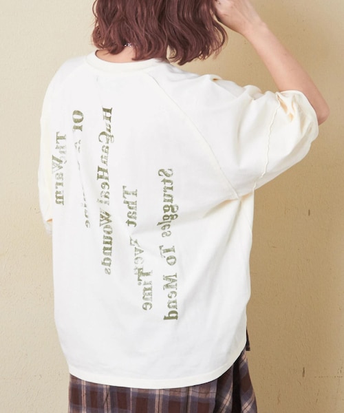 21/-OE天竺 バックプリント ランタンスリーブ Tシャツ｜キューブ