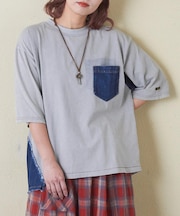 21/-天竺 ケミカル加工 デニム 組み合せ Tシャツ