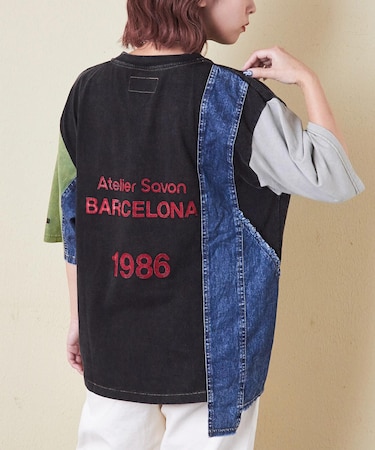 21/-天竺 ケミカル加工 デニム 組み合せ Tシャツ