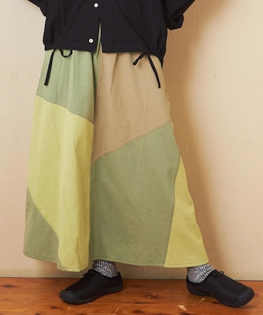 ピーチツイル 配色 切替 ギャザースカート