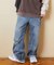 ダメージ加工 デニム ワイド パンツ