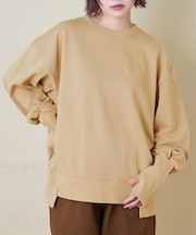 32s裏毛 パウダー加工 スウェット 指穴つき プルオーバー