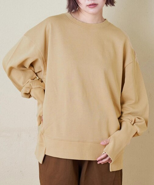 32s裏毛 パウダー加工 スウェット 指穴つき プルオーバー