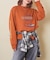 10/-スラブ天竺 袖プリント ロング Tシャツ