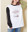 10/-スラブ天竺 袖プリント ロング Tシャツ