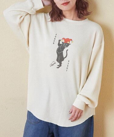 CVC ワッフル ボールウォッシュ トランプ柄 プリント プルオーバー