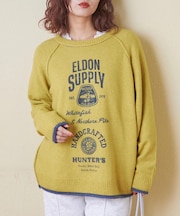 ヤクフィール ニット ロゴ プリント プルオーバー