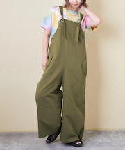 綿 ツイル ワイド サロペット パンツ