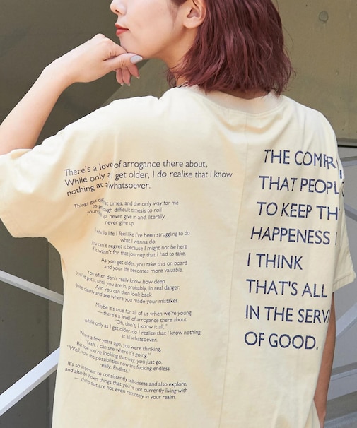 32s天竺 バック ロゴ ドルマン Tシャツ