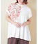 32/-天竺 ロゴプリント シャーリング フレンチスリーブ Tシャツ