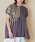 32/-天竺 ロゴプリント シャーリング フレンチスリーブ Tシャツ