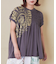 32/-天竺 ロゴプリント シャーリング フレンチスリーブ Tシャツ